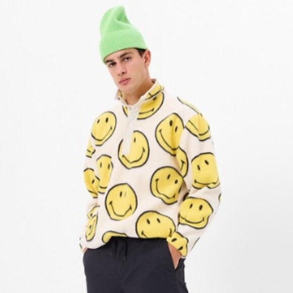 GAP Other - NWT Gap × Smiley Arctic Fleece Snap Button Pullover
